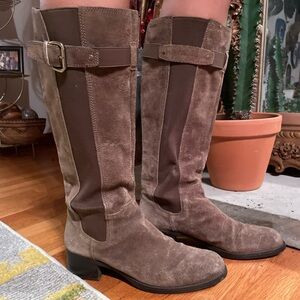 Franco Sarto Brown Suede Heeled Boots